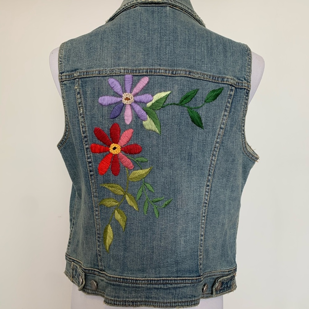 Handembroidered Anthropologie Denim Vest // Large